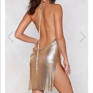 Nasty Gal Chainmail cowl neck dress